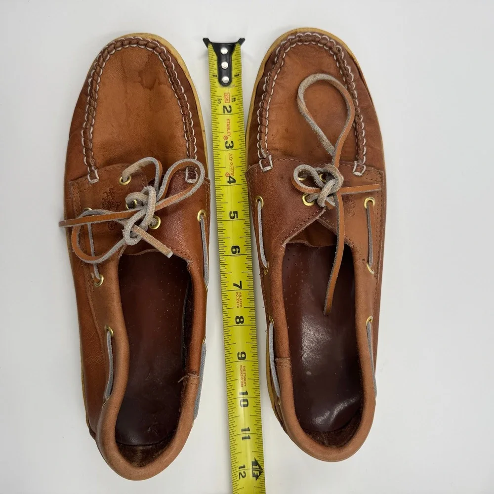 Vintage Coach Leather‎ Boat Shoes Tan Brown Made in Italy Deck Shoes Mens 8.5